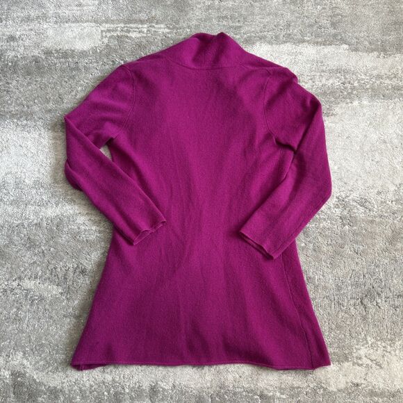 IN CASHMERE Cardigan Womens Medium Open Front Lightweight Fuchsia Pink Sweater - Picture 5 of 7